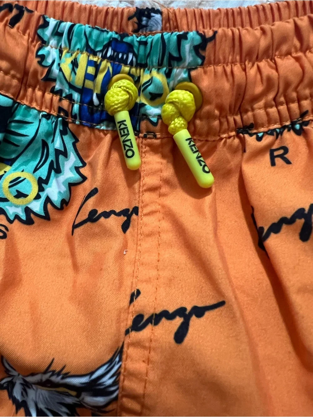 Kenzo Kids Orange Tiger Print Swim Shorts